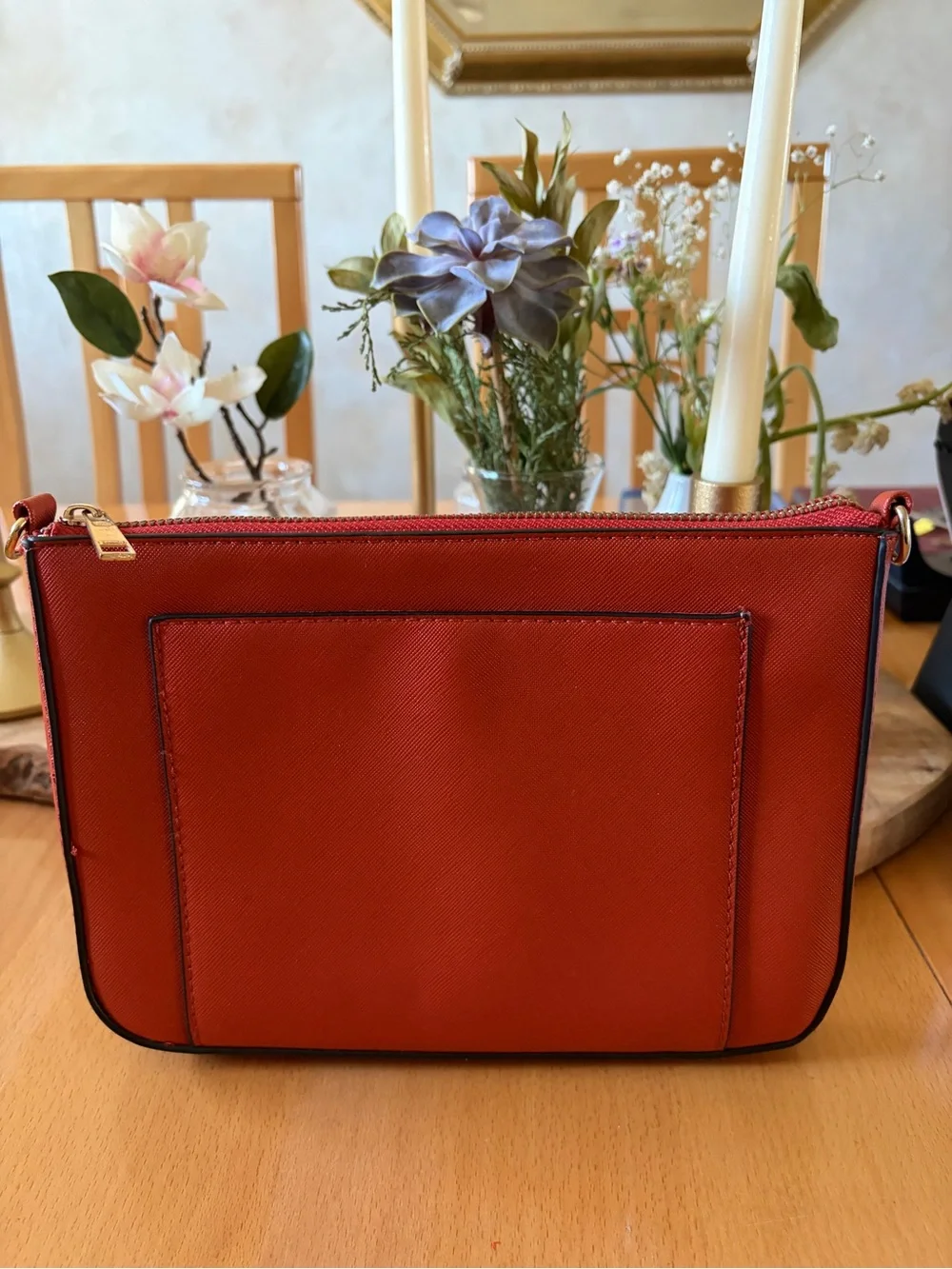 Orange Crossbody Shoulder Bag - Women's Leather-Style Purse